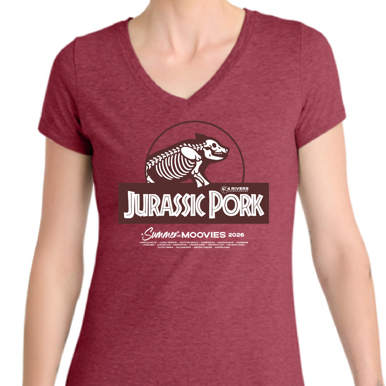 Jurassic Pork - Womens V-Neck